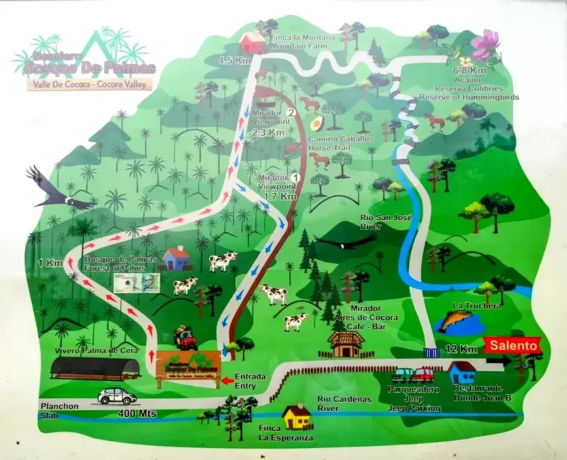 Mapa del Valle del Cocora